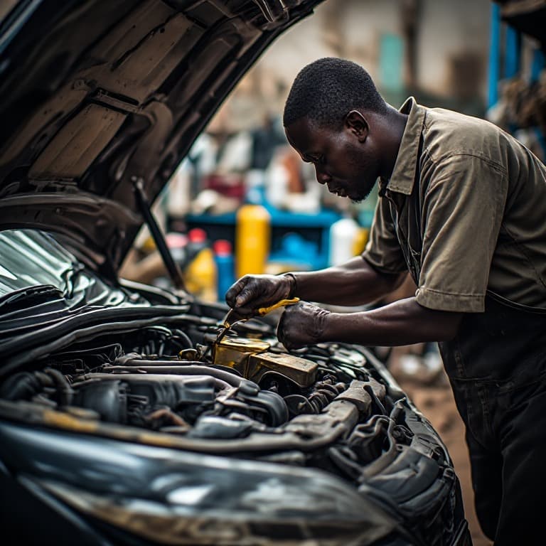 Technician inspecting a vehicle — placeholder image, replace with real garage photo